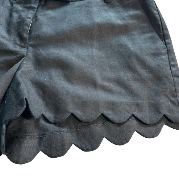 J Crew NWT Black Linen Blend Scalloped Hem 4” Inseam Shorts Women’s Size 14 - Picture 5 of 16